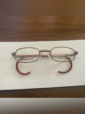 Limited Editions Rectangular Glasses Frames with Red Flexible Tips. Kids Size.
